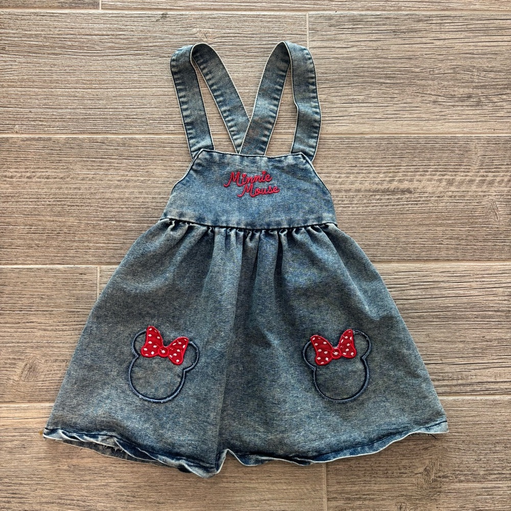 Disney Minnie Mouse Denim Overall Dress - Blue and Red